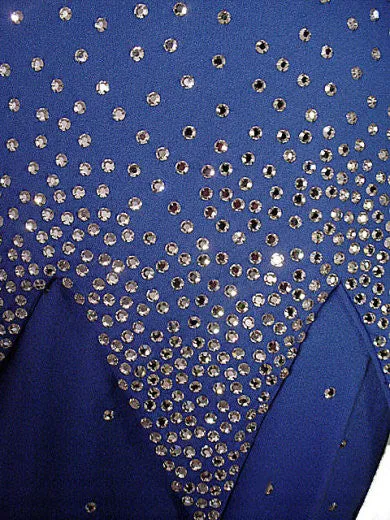 GORGEOUS '70s / 80s ROSE TAFT COUTURE FASHIONS RHINESTONE ENCRUSTED EVENING GOWN IN "NIGHTS IN PARIS BLUE"