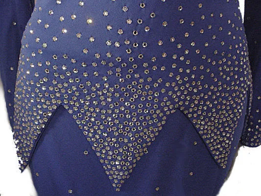 GORGEOUS '70s / 80s ROSE TAFT COUTURE FASHIONS RHINESTONE ENCRUSTED EVENING GOWN IN "NIGHTS IN PARIS BLUE"