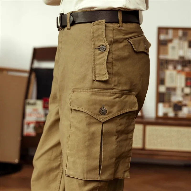 Ground Crew Trousers 1930s Style Mens Tapered Cargo Pants