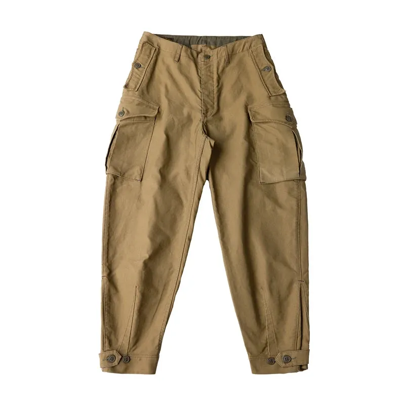 Ground Crew Trousers 1930s Style Mens Tapered Cargo Pants