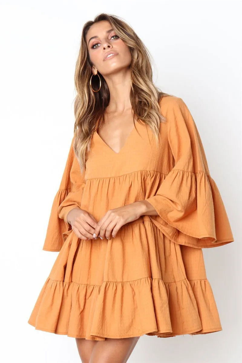 Guava Soft Crinkled Tassel Dress