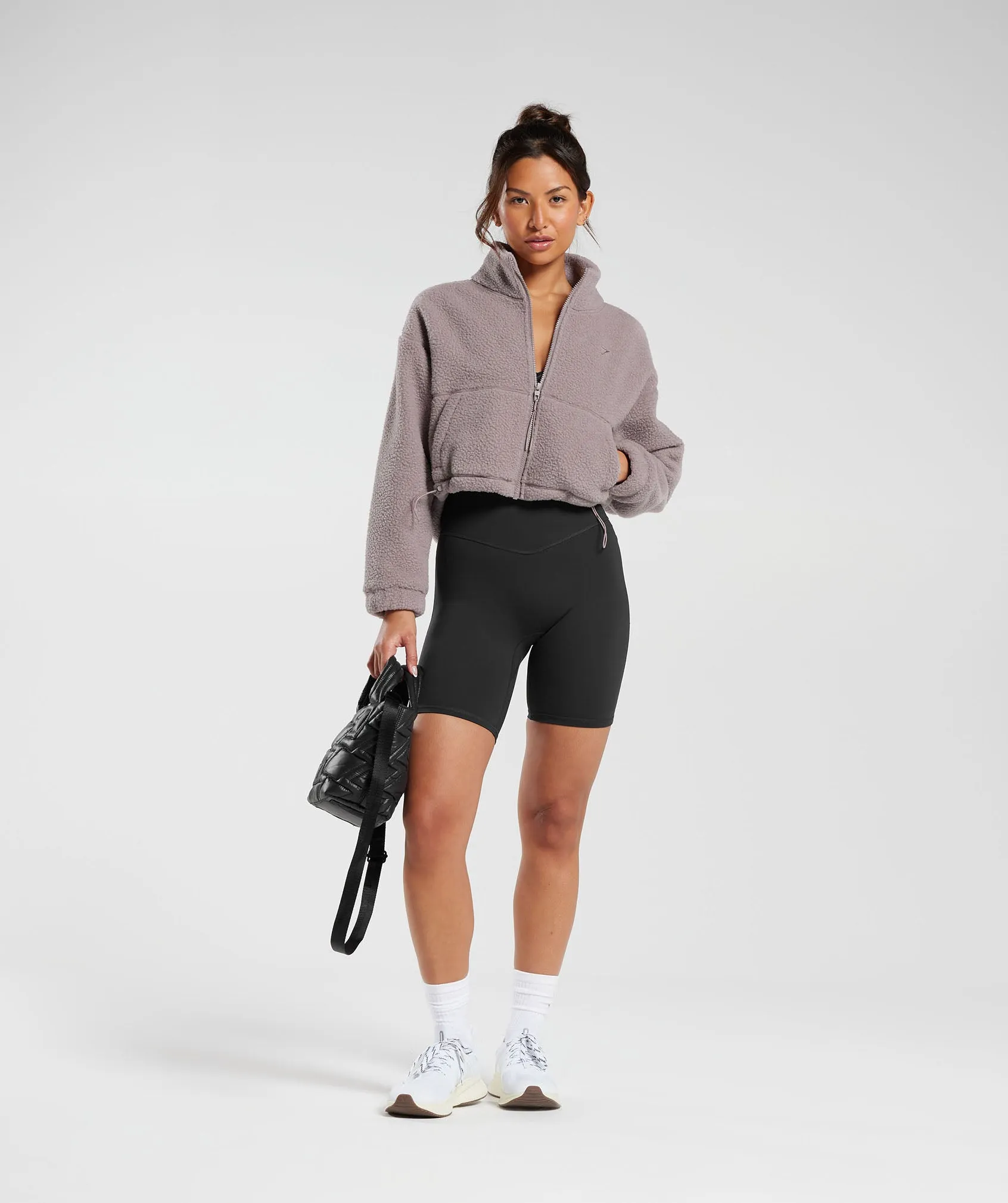 Gymshark Elevate Fleece Midi Jacket - Washed Mauve