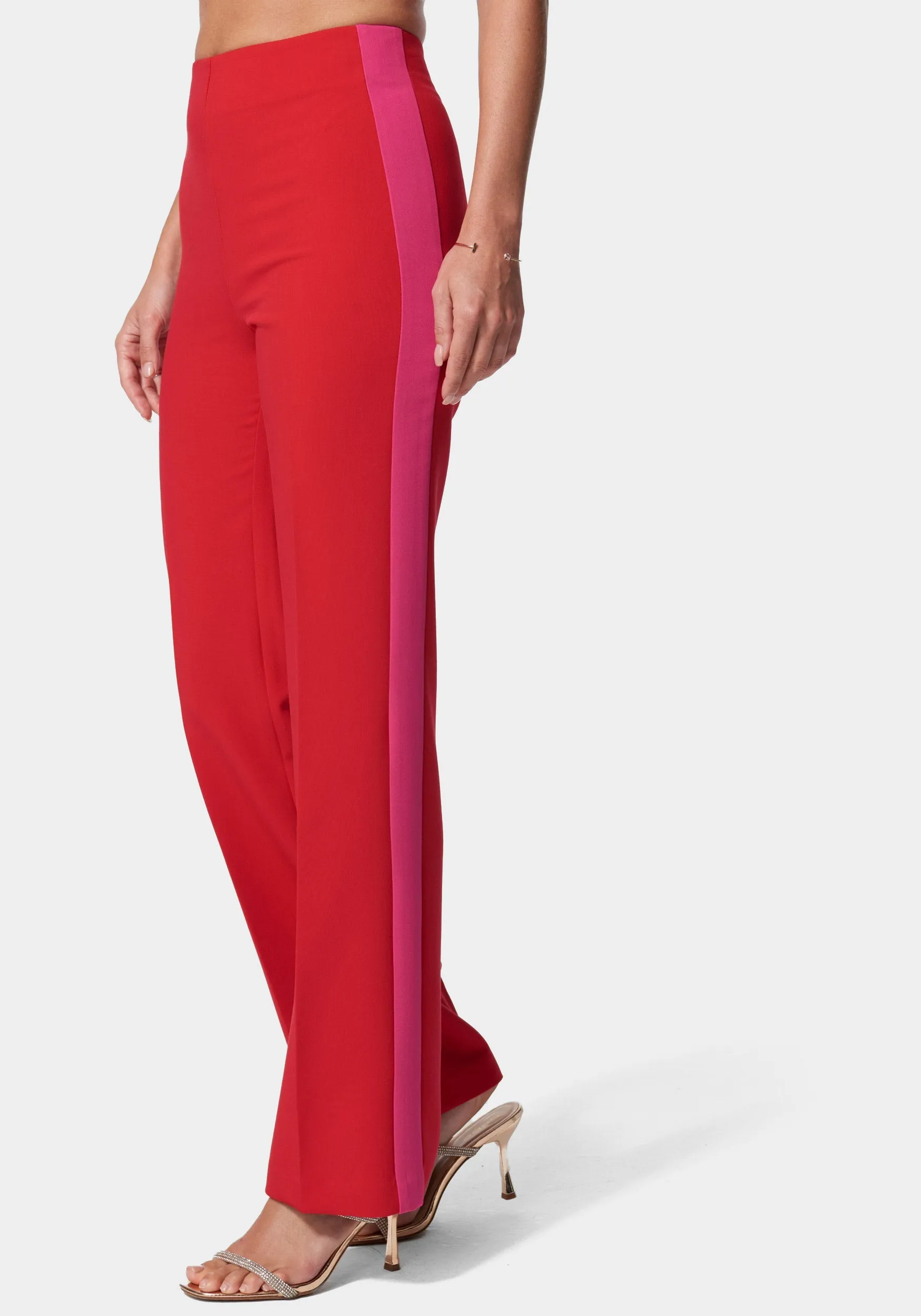 High Waist Wide Leg Contrast Trim Pant