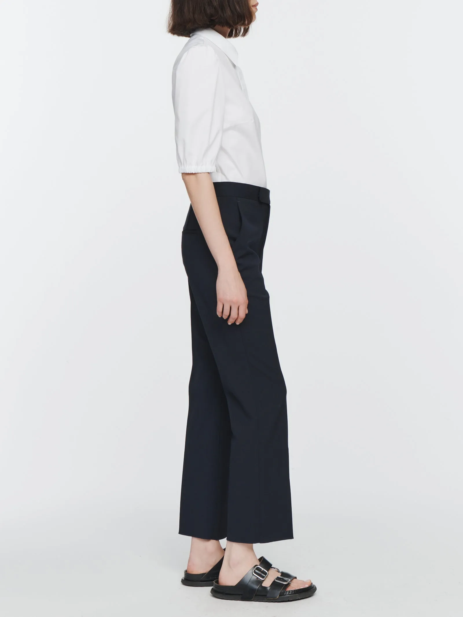 High Waisted Crop Trouser in Midnight Navy