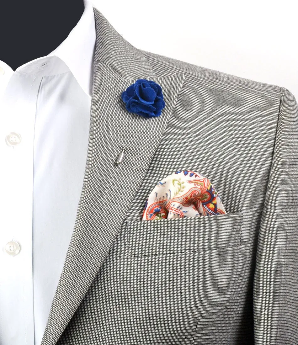 Hyper Blue Plush Flower Lapel Pin