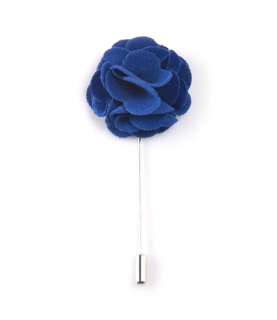 Hyper Blue Plush Flower Lapel Pin