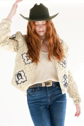 Ivory Quilted Embroidered Jacket