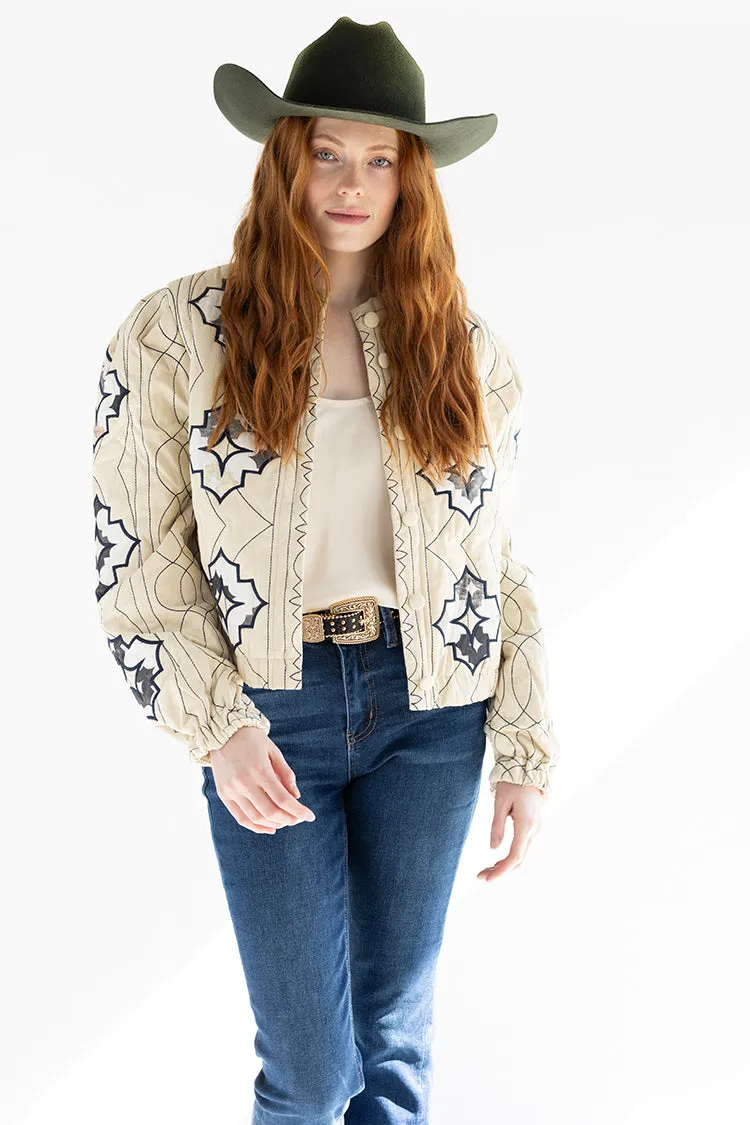 Ivory Quilted Embroidered Jacket