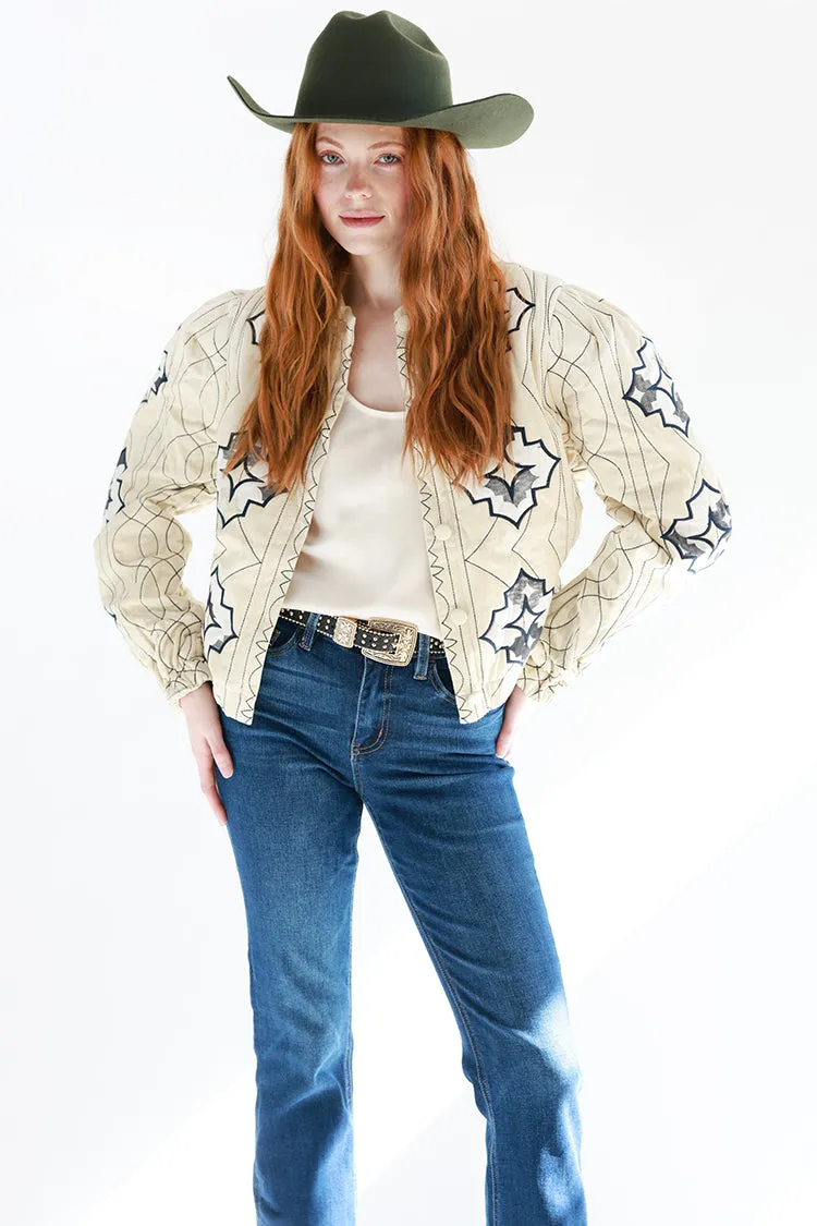 Ivory Quilted Embroidered Jacket