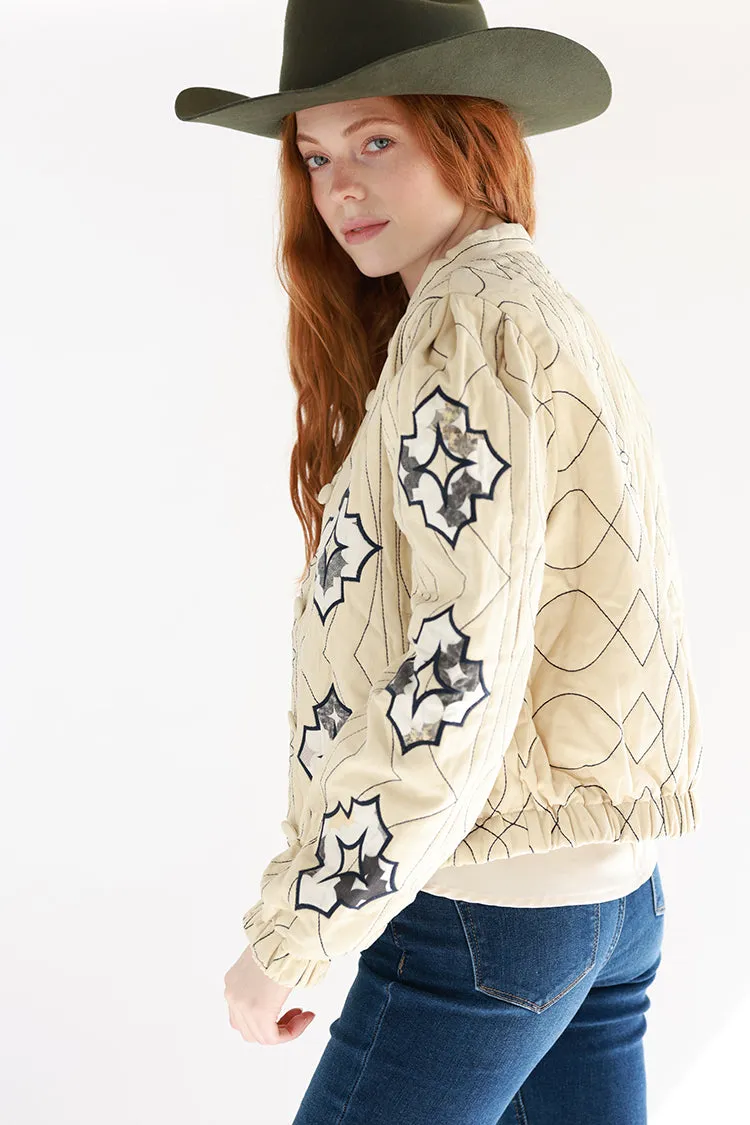 Ivory Quilted Embroidered Jacket