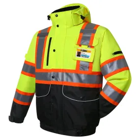 JKSafety 10 Pockets Waterproof Hi-Vis Reflective Winter Bomber Jacket (JK118)