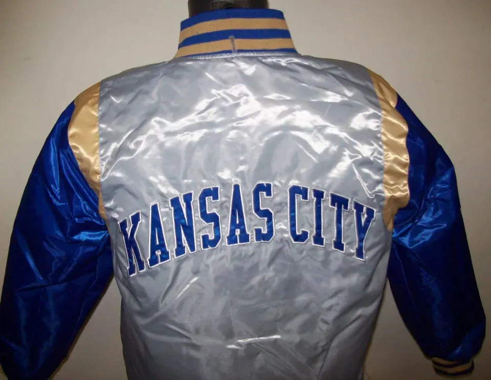 KANSAS CITY ROYALS REVERSIBLE Satin Jacket  BLUE & SILVER