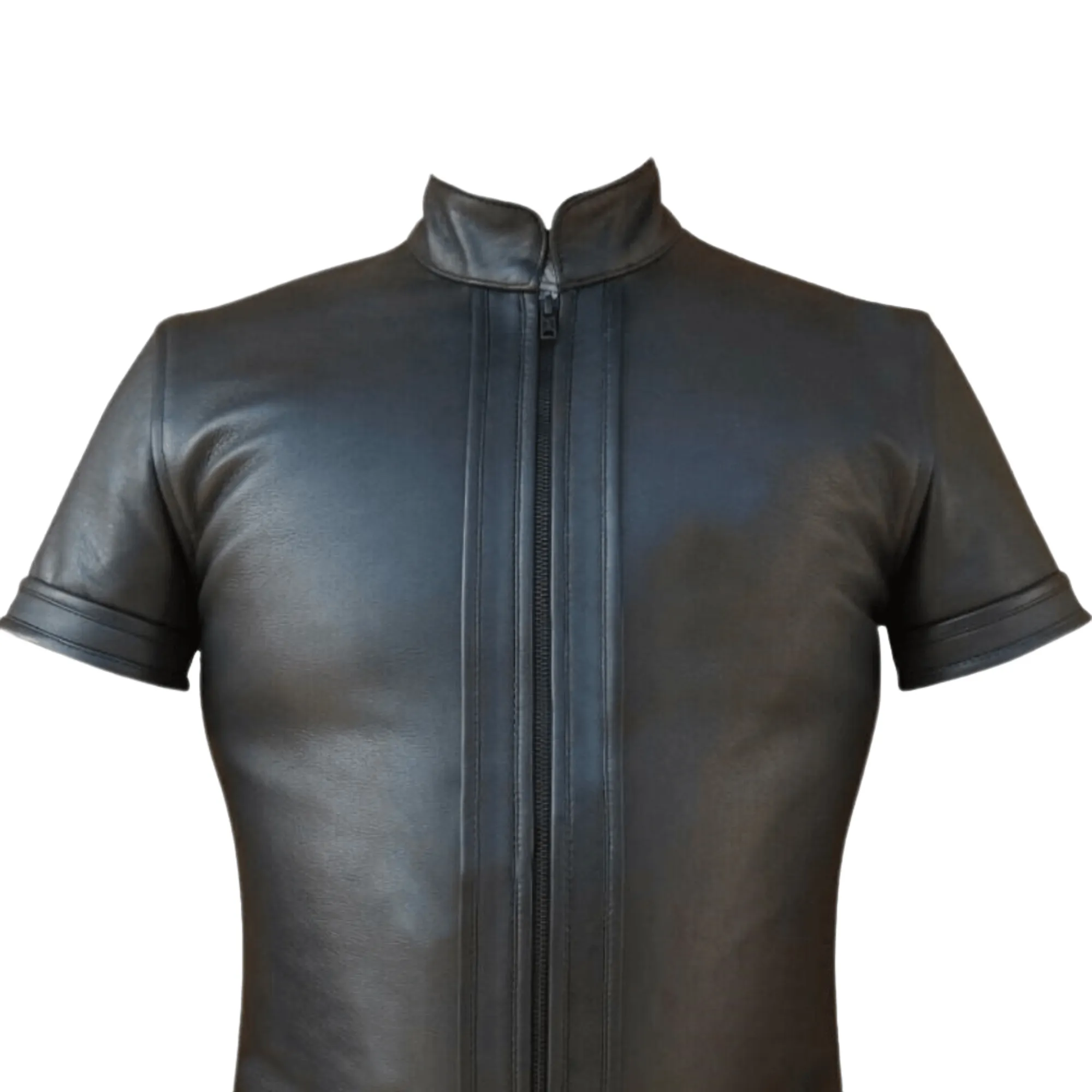 Leather Short Sleeve Shirt for Men