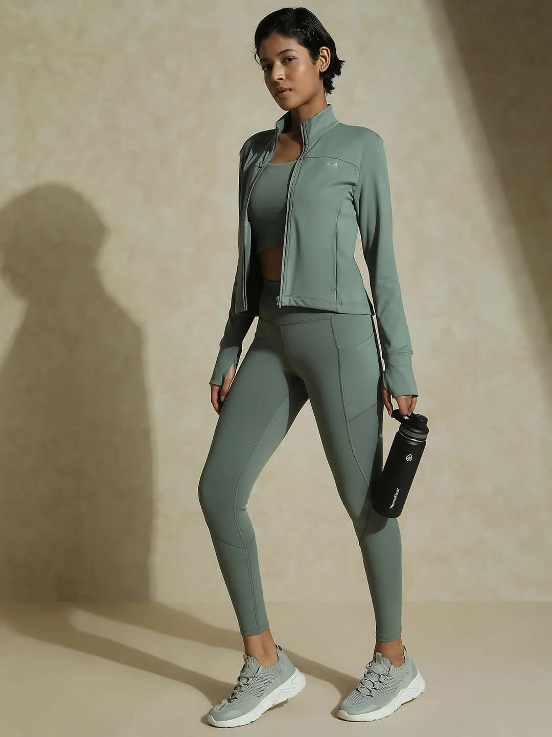 Light Sage Aero fit Athletic Jacket & Aura Leggings