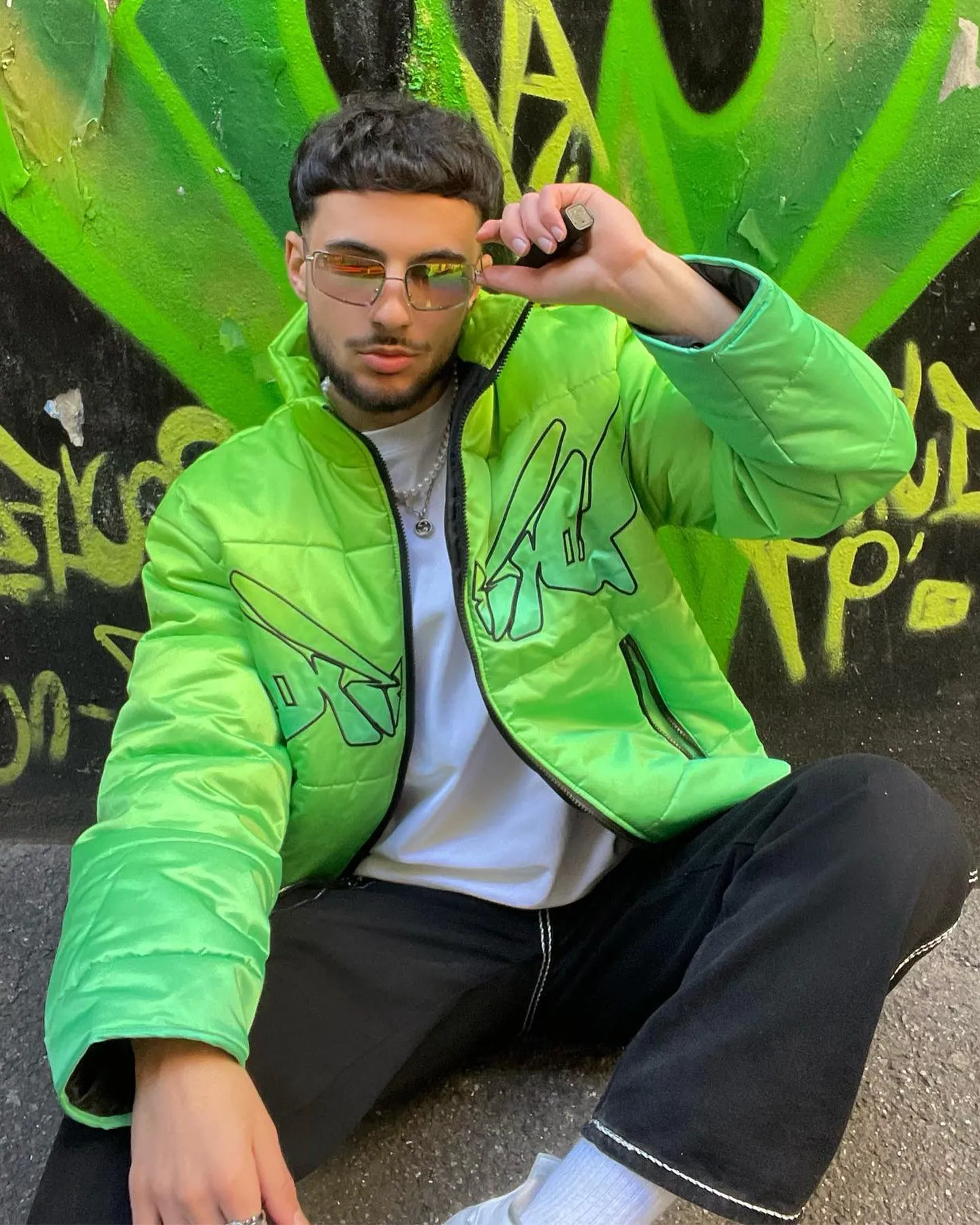 Loiter Cyber Gradient Puffer Jacket Neon Green