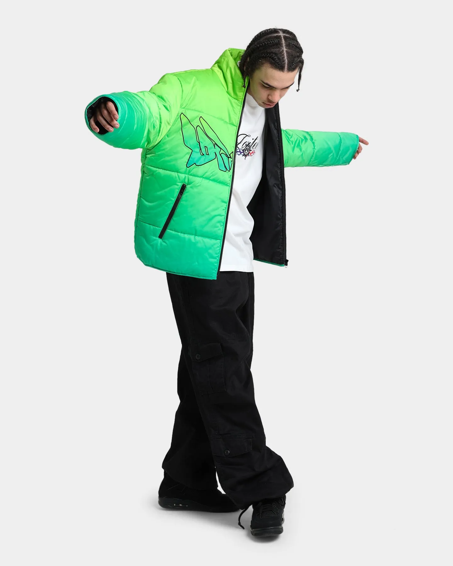 Loiter Cyber Gradient Puffer Jacket Neon Green