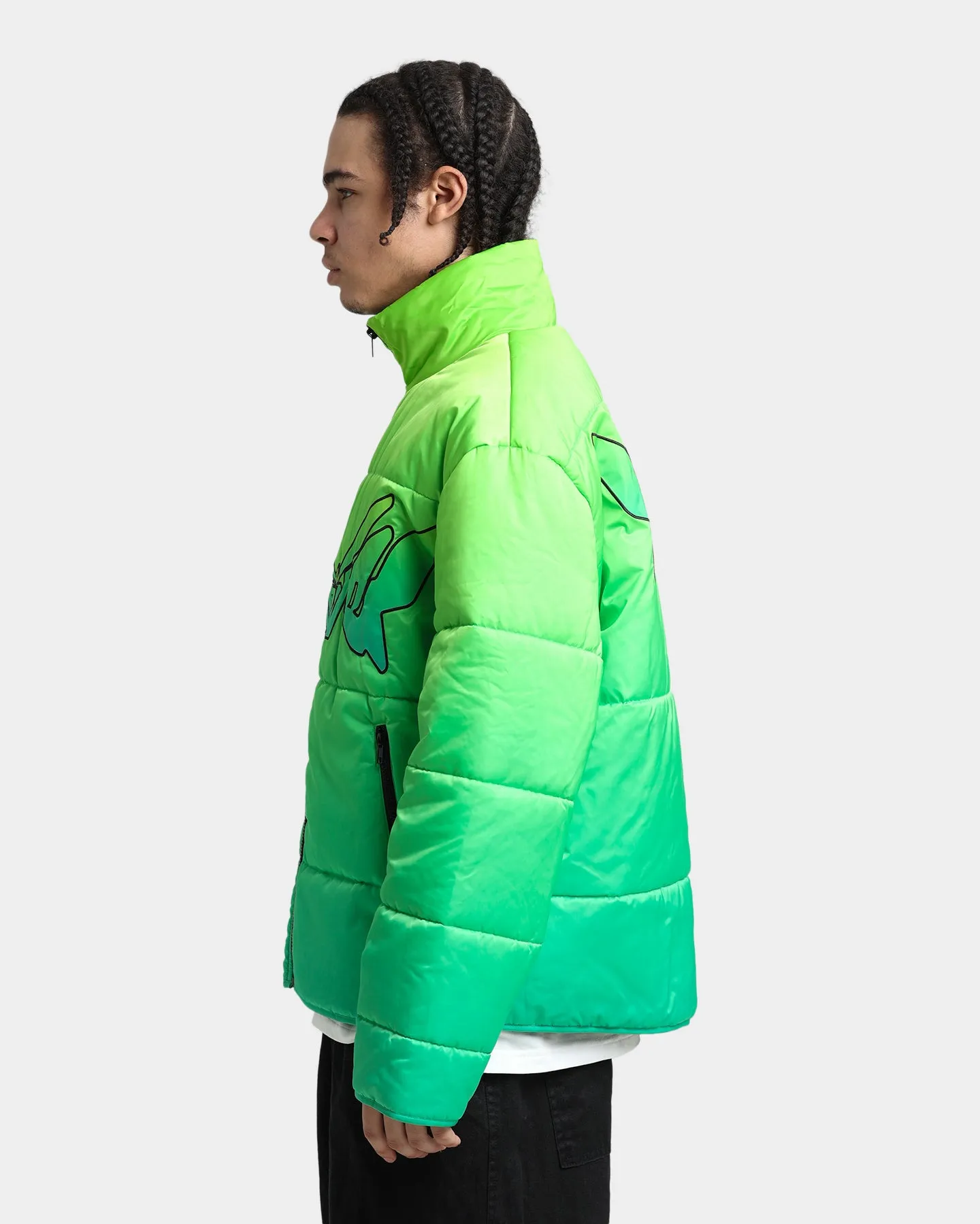 Loiter Cyber Gradient Puffer Jacket Neon Green