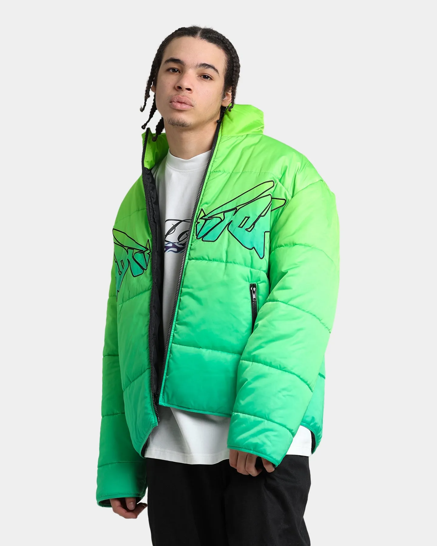 Loiter Cyber Gradient Puffer Jacket Neon Green