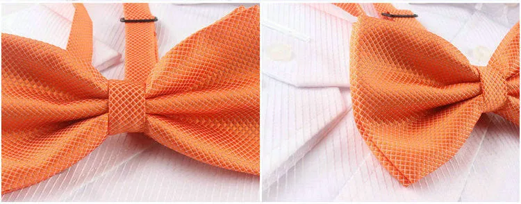 Mandarin Orange [Diamond Shape Print] - Bow Tie and Pocket Square Matching Set