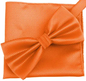 Mandarin Orange [Diamond Shape Print] - Bow Tie and Pocket Square Matching Set