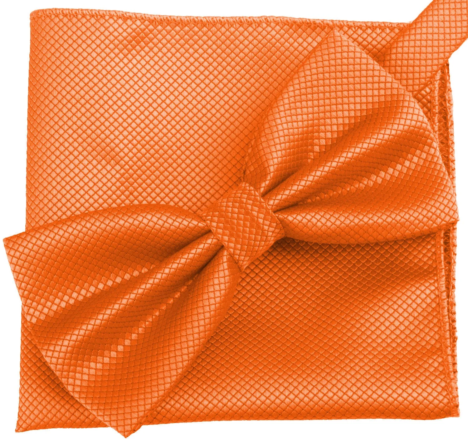 Mandarin Orange [Diamond Shape Print] - Bow Tie and Pocket Square Matching Set