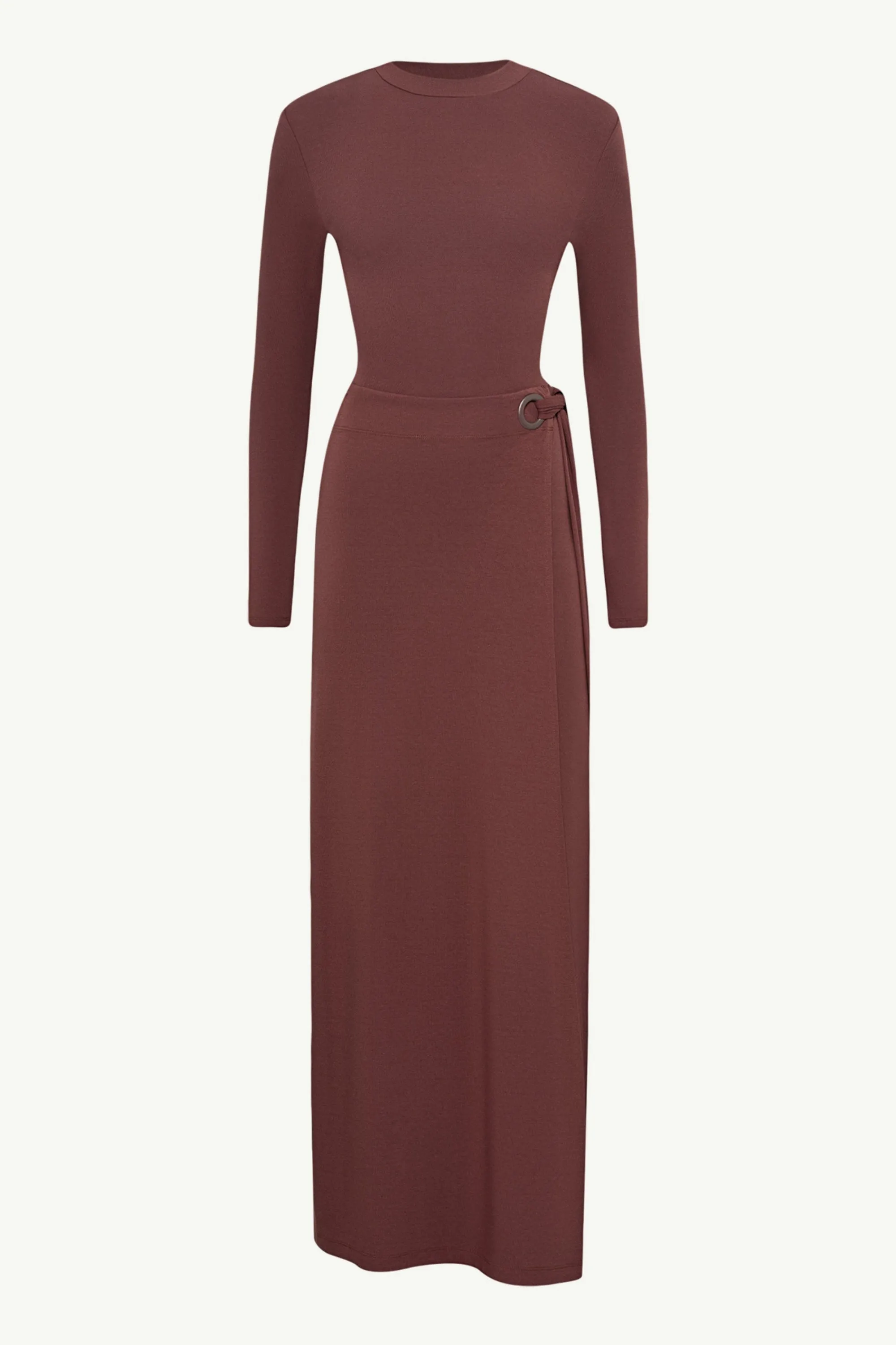 Melissa Jersey Maxi Dress with Wrap Skirt - Brown