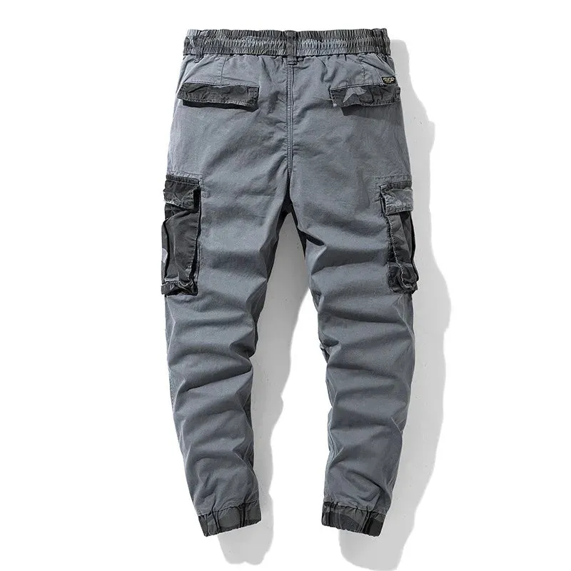 Men's Camo Trim Multi-Pocket Drawstring Cargo Pants