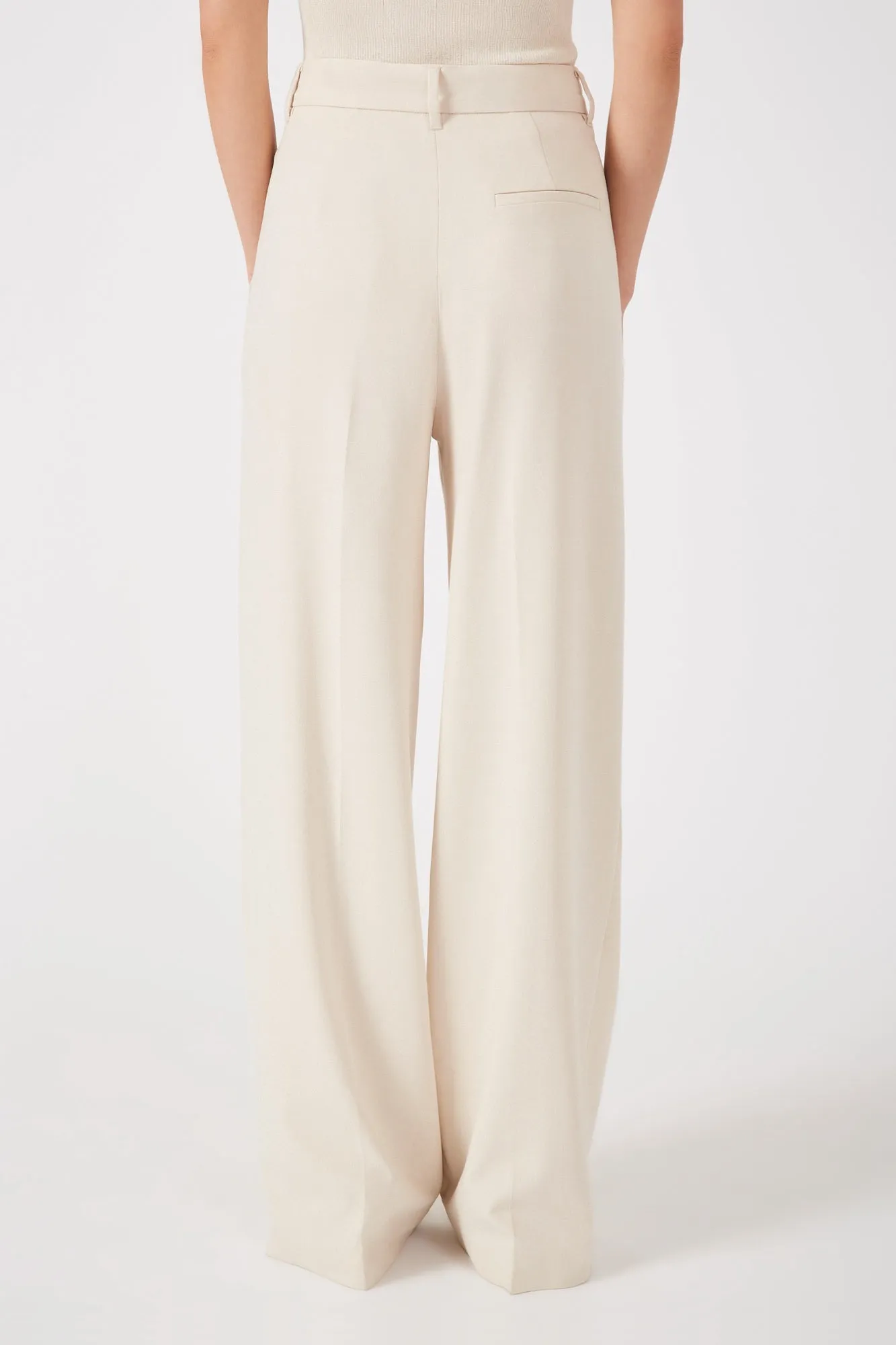 Natural Pleated Viscose Trouser - Grey Ven