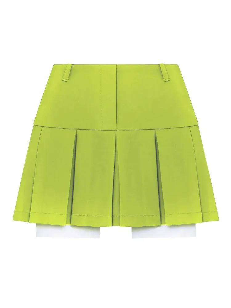 Neon Cropped Two Piece Womens Set/Black Matching Sets With Skirt & Blazer