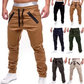 New Casual Streetwear Pants Solid Full Length Cargo Pants Men Drawstring Joggers Sweatpants Plus Size 4XL Mid Waist Trousers Men