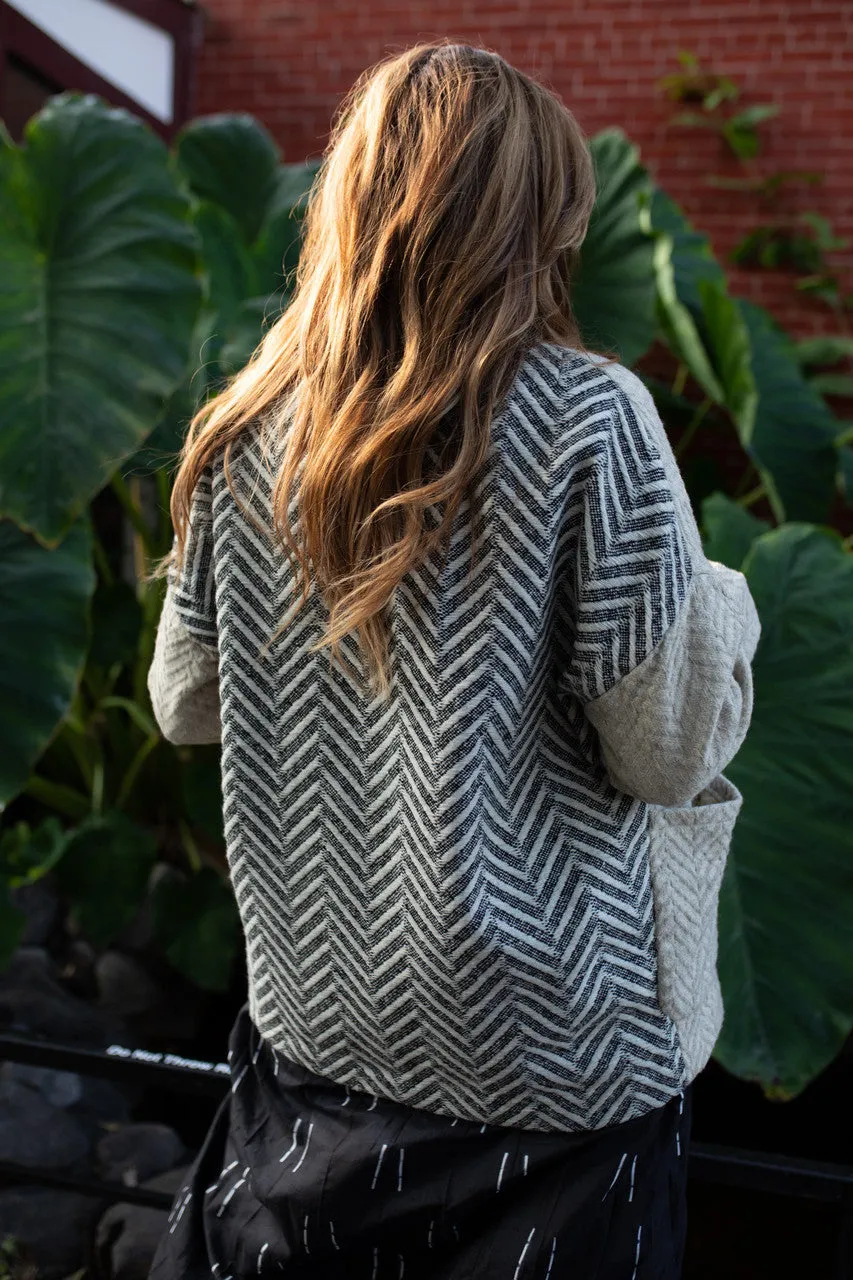 Portuguese Wool Pieper Coat in Neutral Mix-Match Herringbone