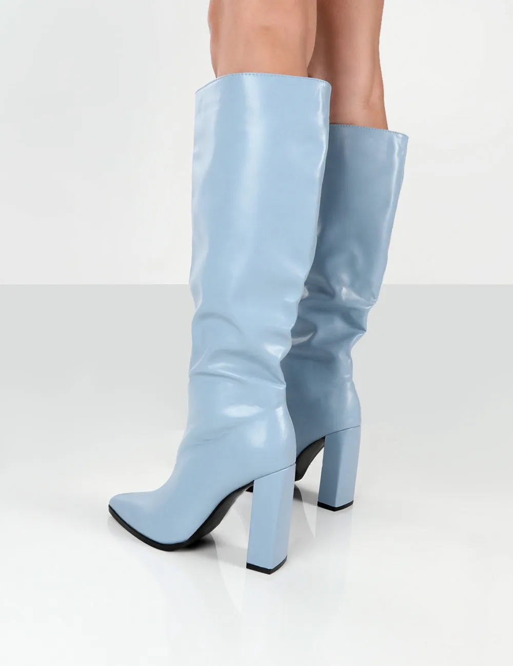 Posie Blue PU Knee High Boots