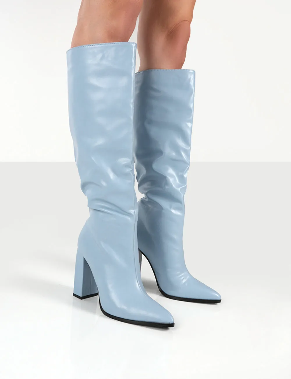 Posie Blue PU Knee High Boots