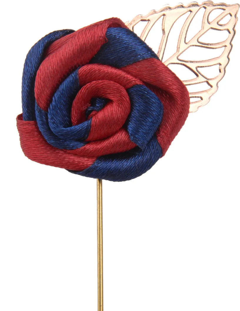 Prussian Blue / Crimson Red Rose Lapel Pin