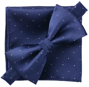 Prussian Blue [Glitter Dots] - Bow Tie and Pocket Square Matching Set