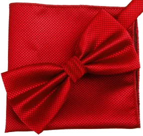 Ruby Red [Diamond Shape Print] - Bow Tie and Pocket Square Matching Set