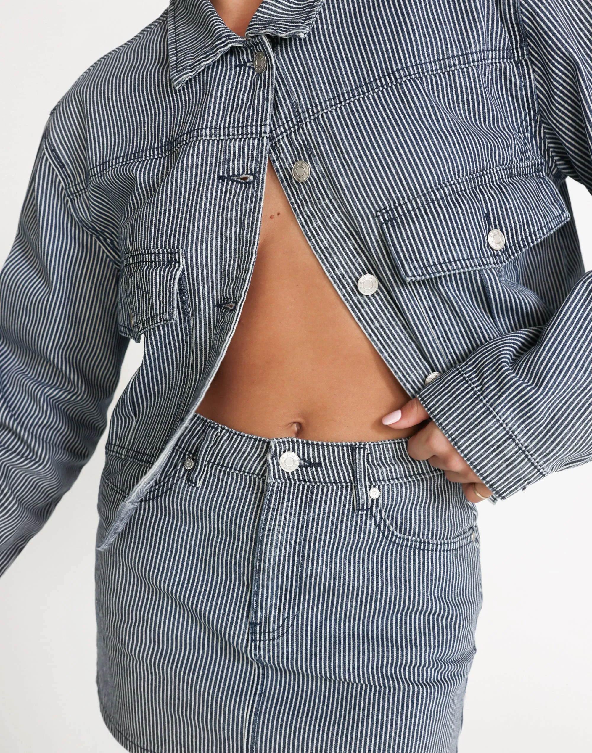 Sakimah Denim Jacket (Navy Pinstripe)