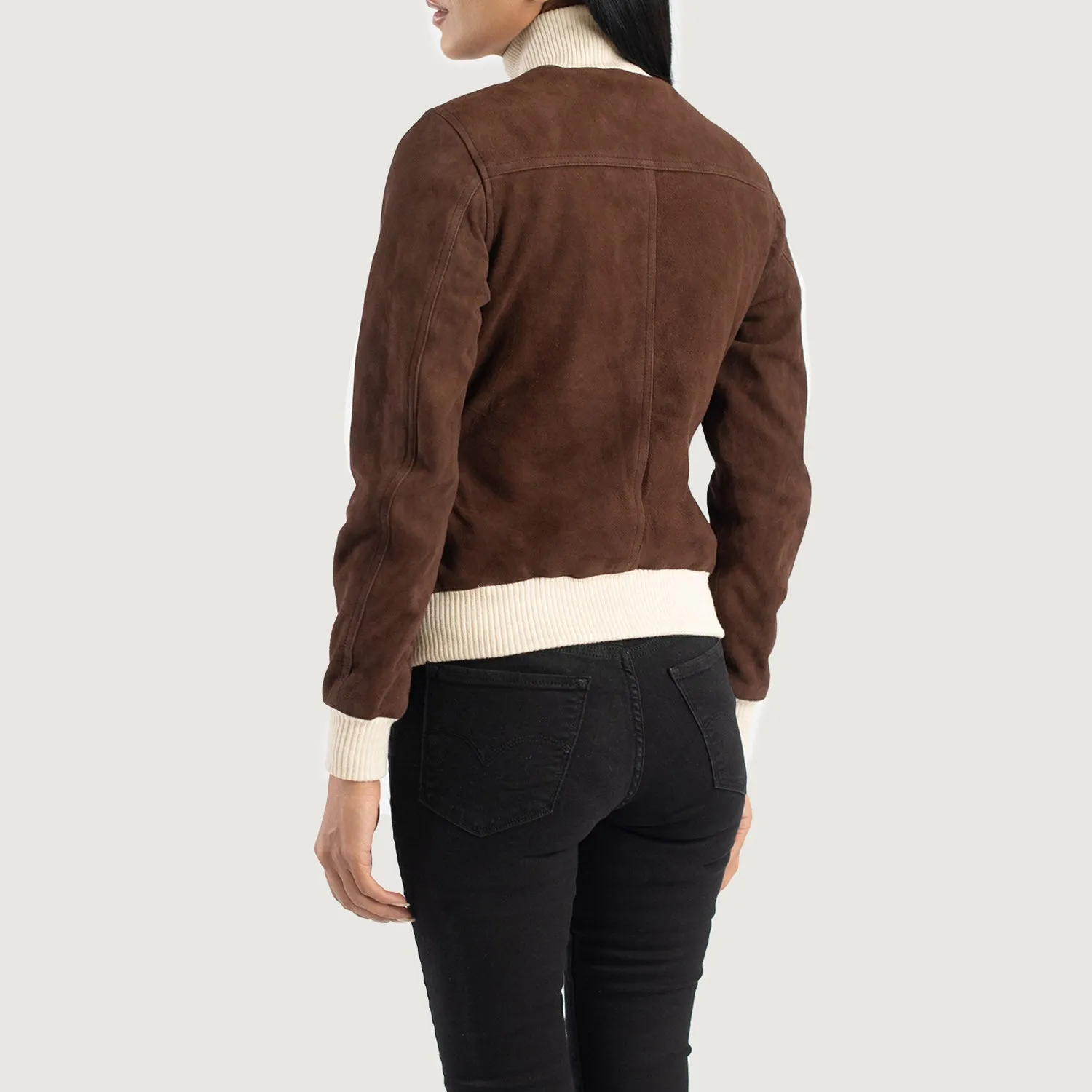 Sasha A1 Mocha Suede Bomber Jacket