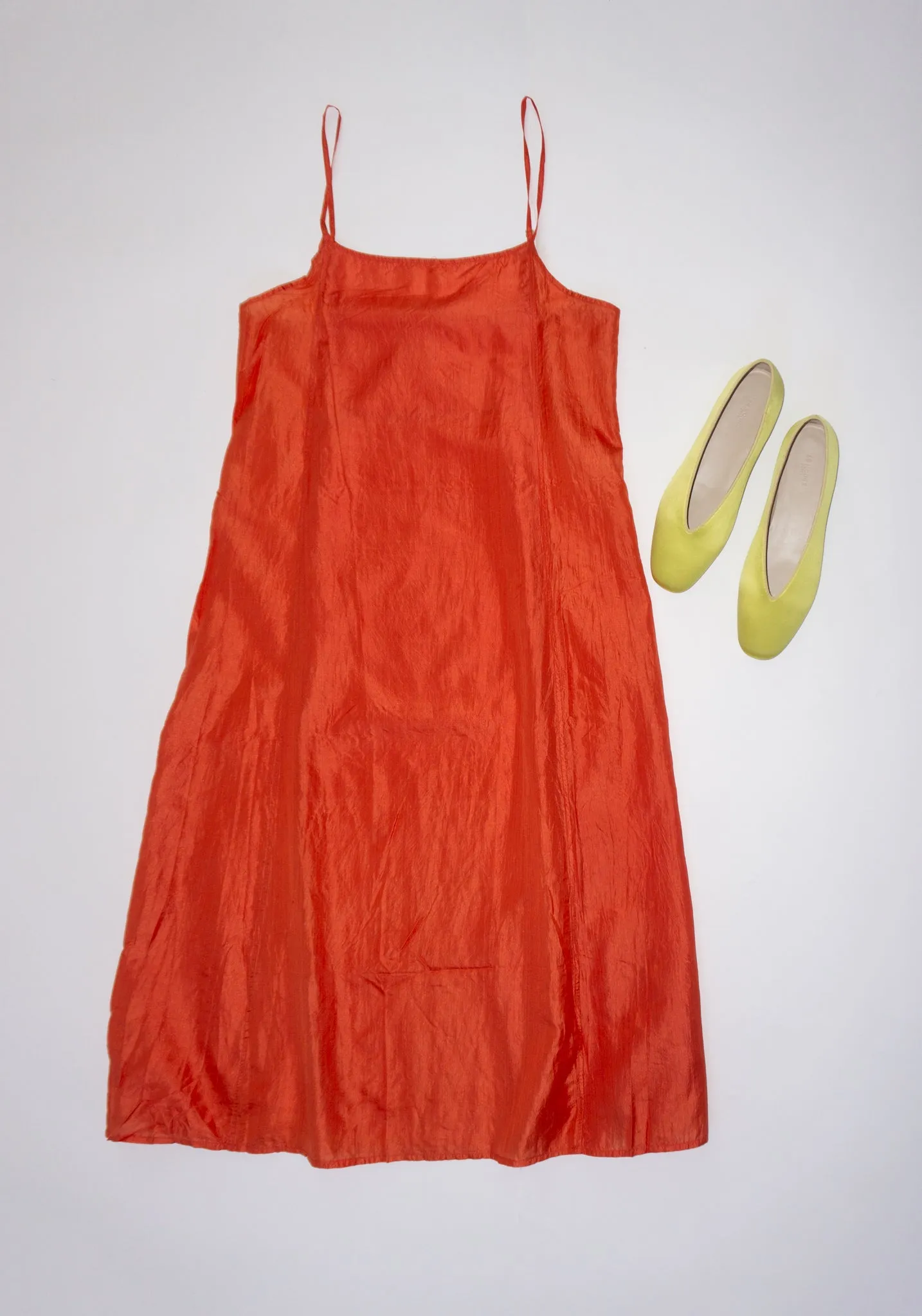 Silk Slip Dress in Coral