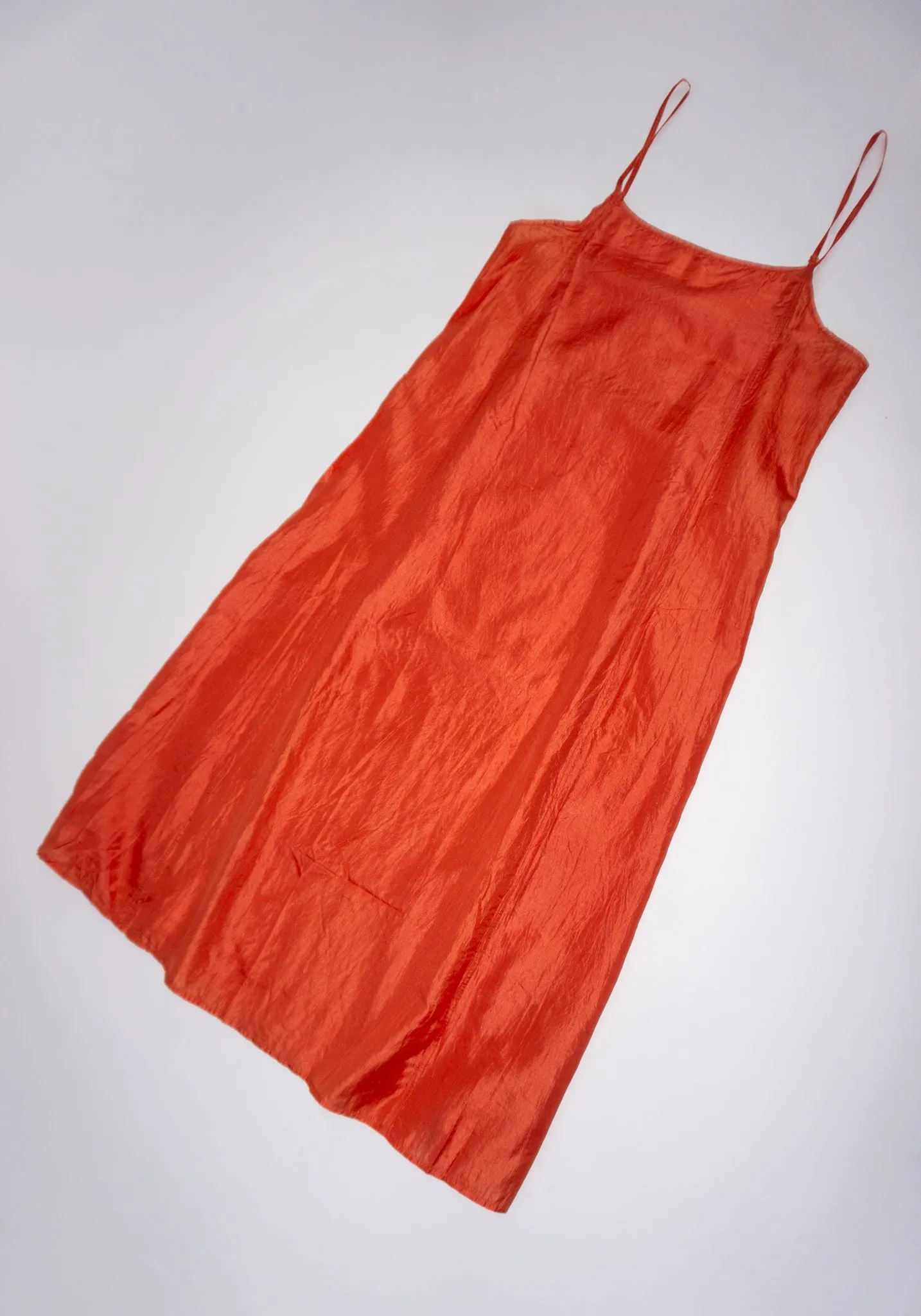 Silk Slip Dress in Coral