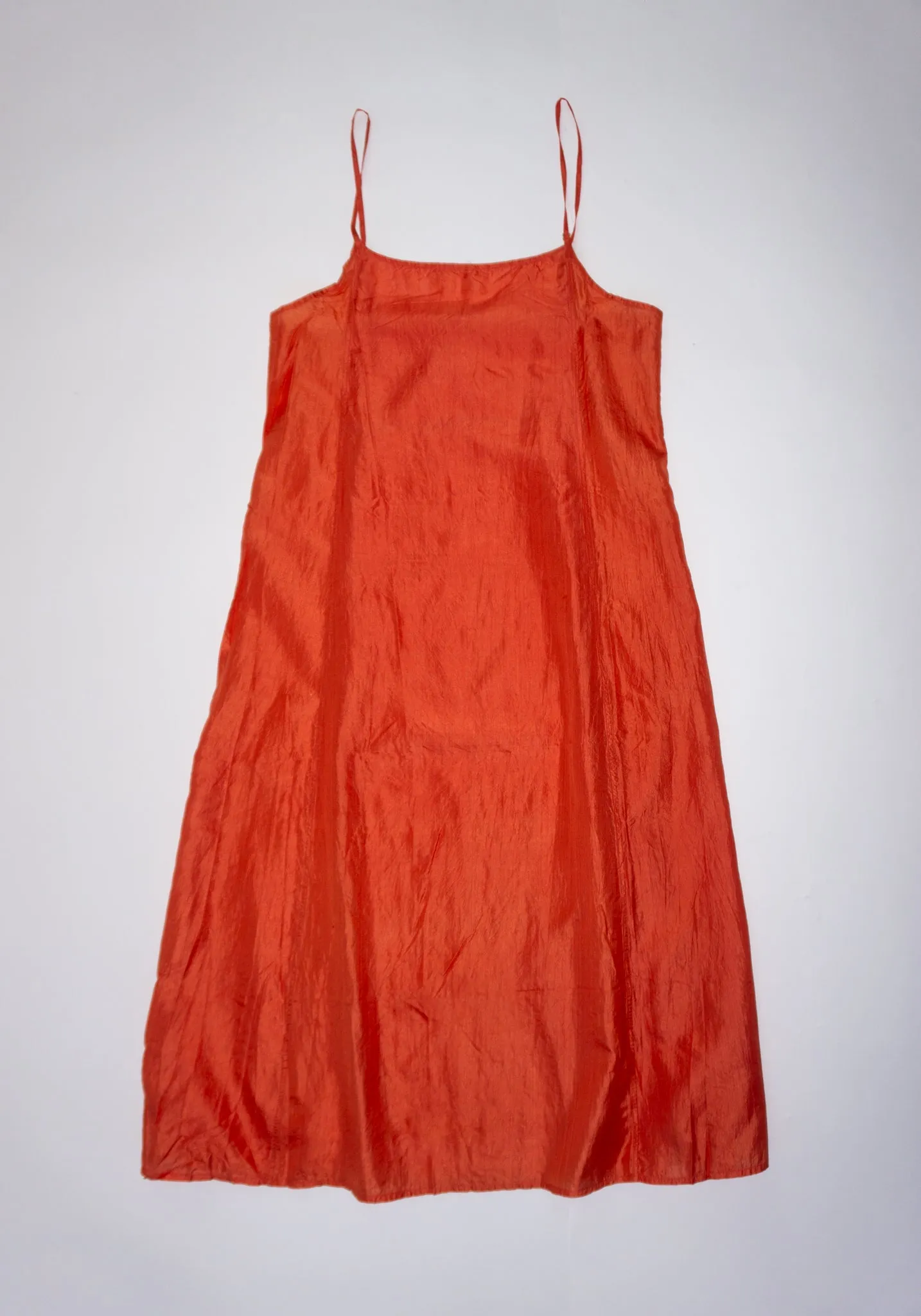 Silk Slip Dress in Coral