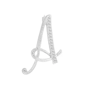 [Silver Initial Letter A] Plated Metal Lapel Pin