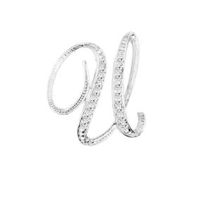 [Silver Initial Letter U] Plated Metal Lapel Pin