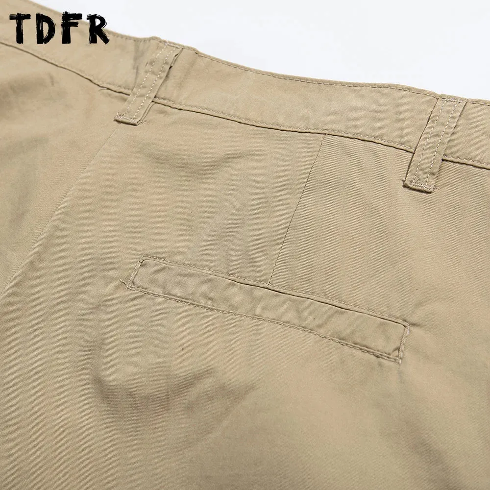 Simple Solid Color Cargo Pants with Button Decoration - Casual Loose Wide Leg Trousers