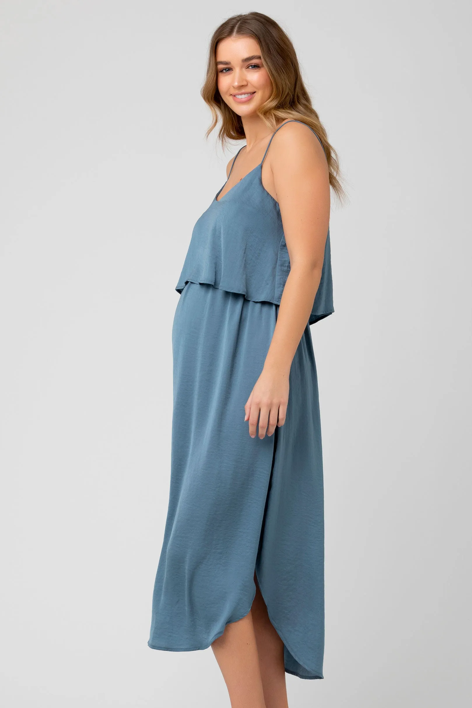 Slip Maternity Nursing Dress Blue