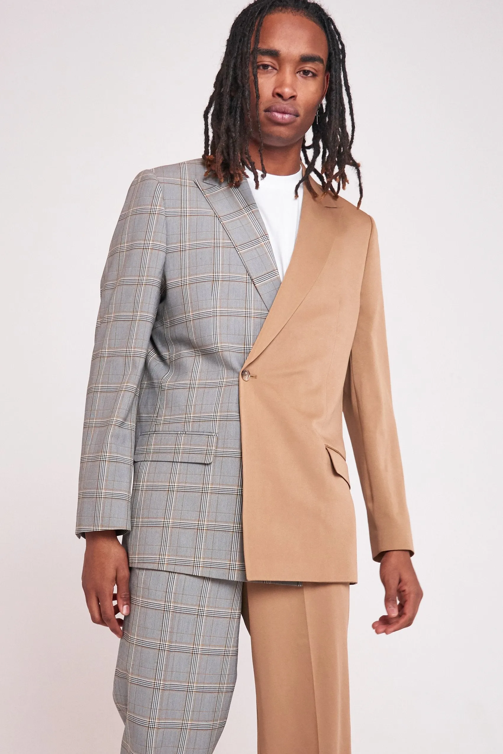 Spliced Check Blazer