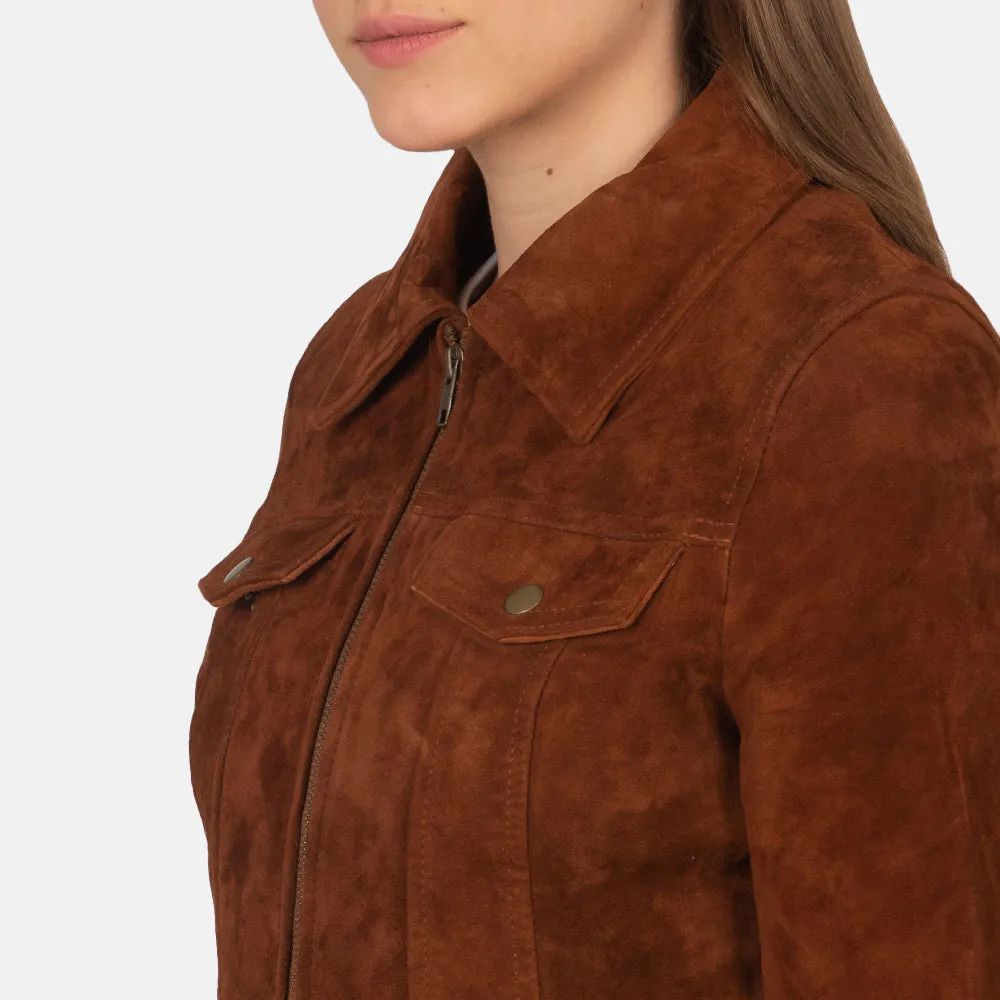 Suzy Brown Suede Trucker Jacket