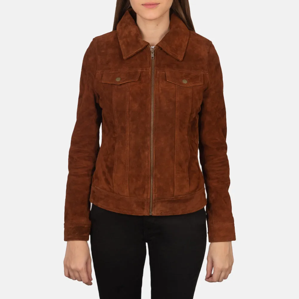 Suzy Brown Suede Trucker Jacket