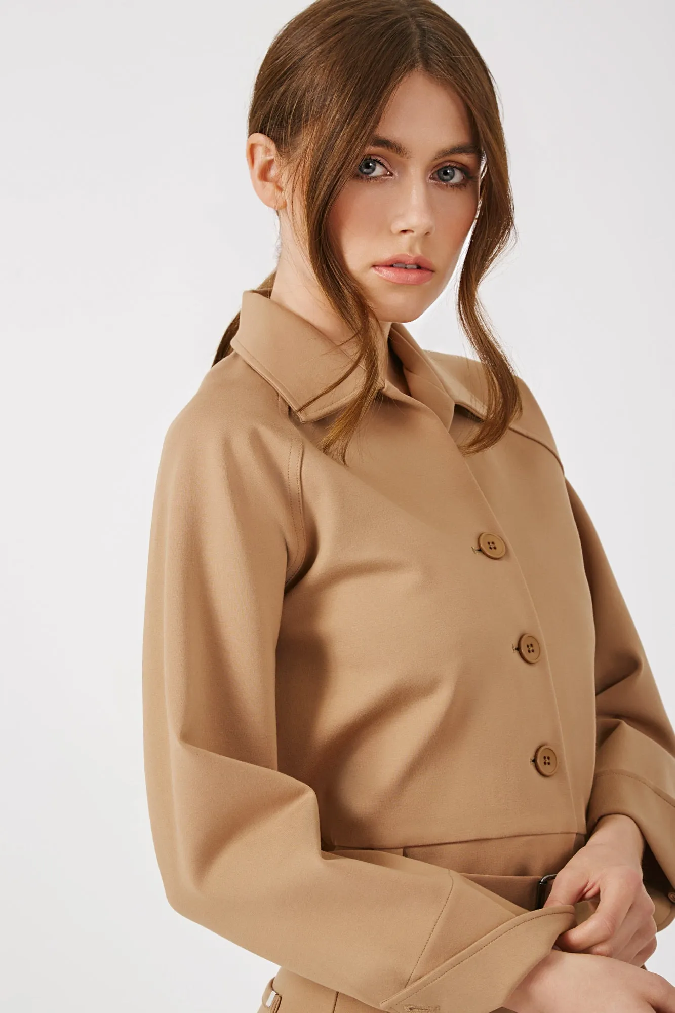 The Pierce - Desert Tan Cropped Trench Jacket