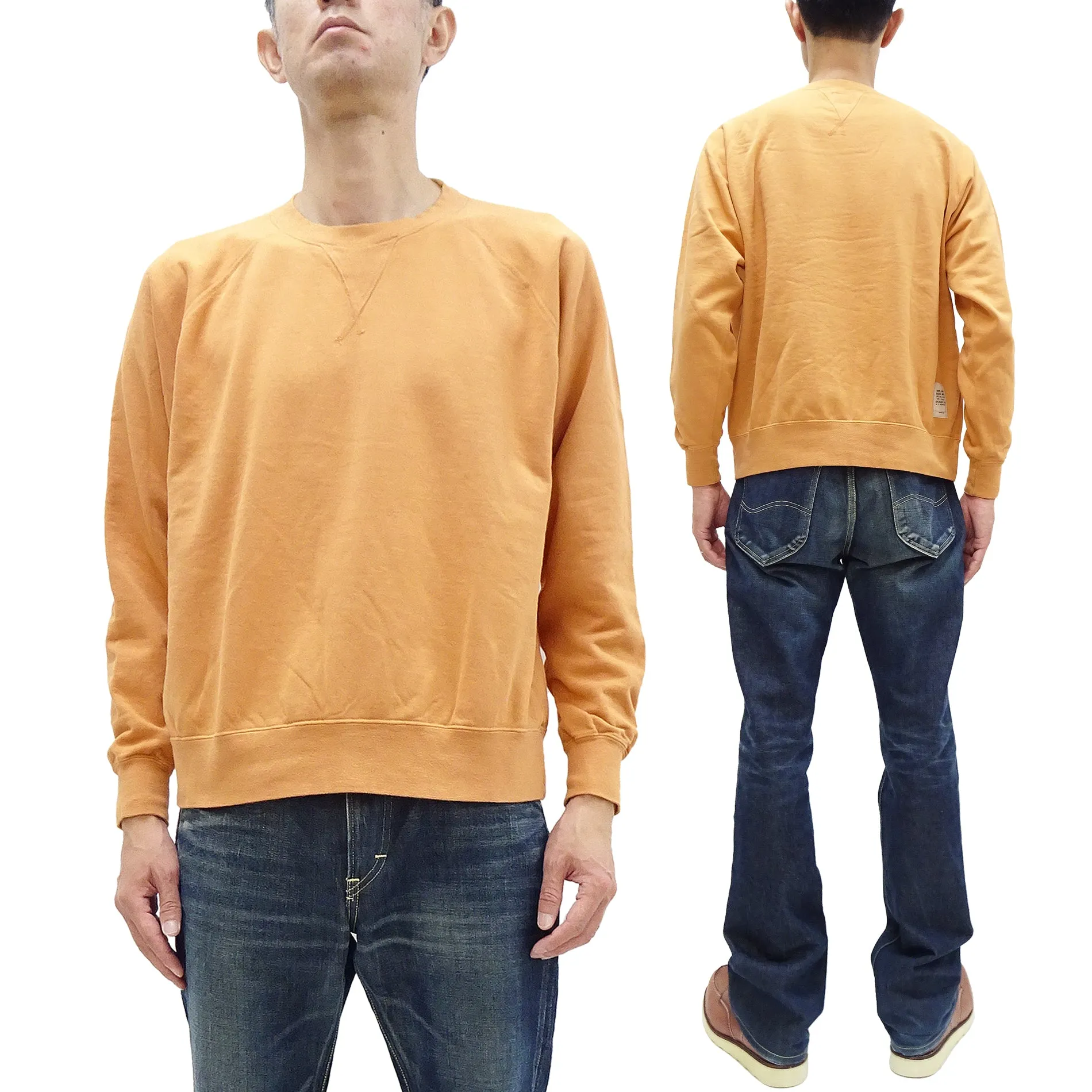 TOYS McCOY Plain Sweatshirt Men's Solid Color Garment-dyed Lightweight French Terry Shirt TMC2461 061 Faded-Gold